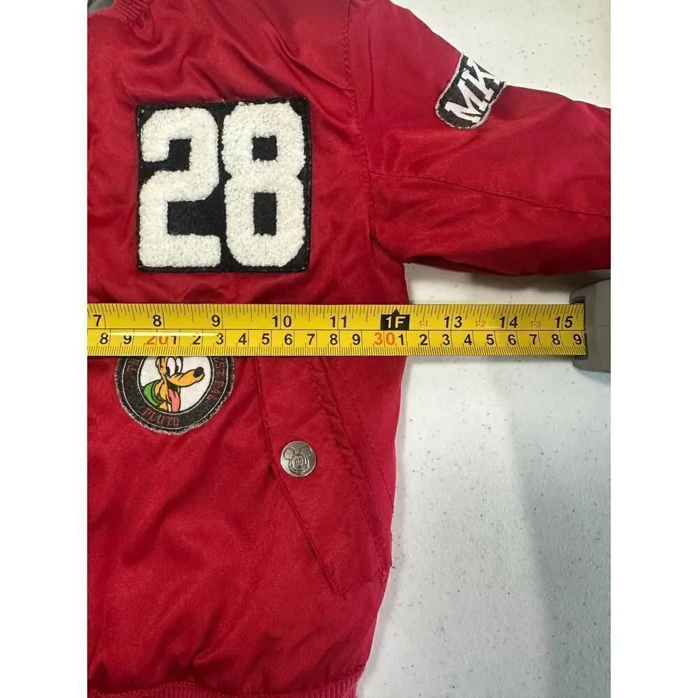 Disney Baby 18 Months Unisex Mickey Pluto Red Bomber Jacket With Patches NWOT